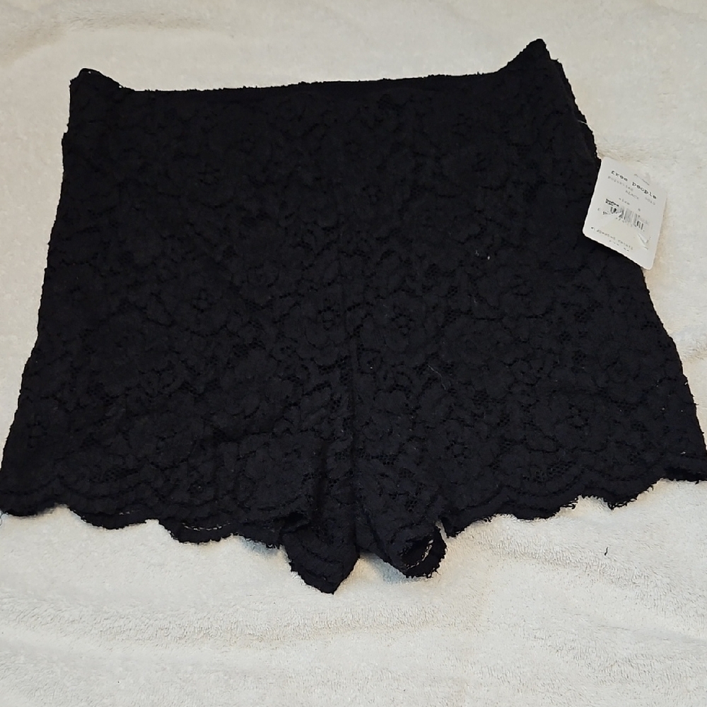 Free People Black Floral Lace Shorts Sz 8